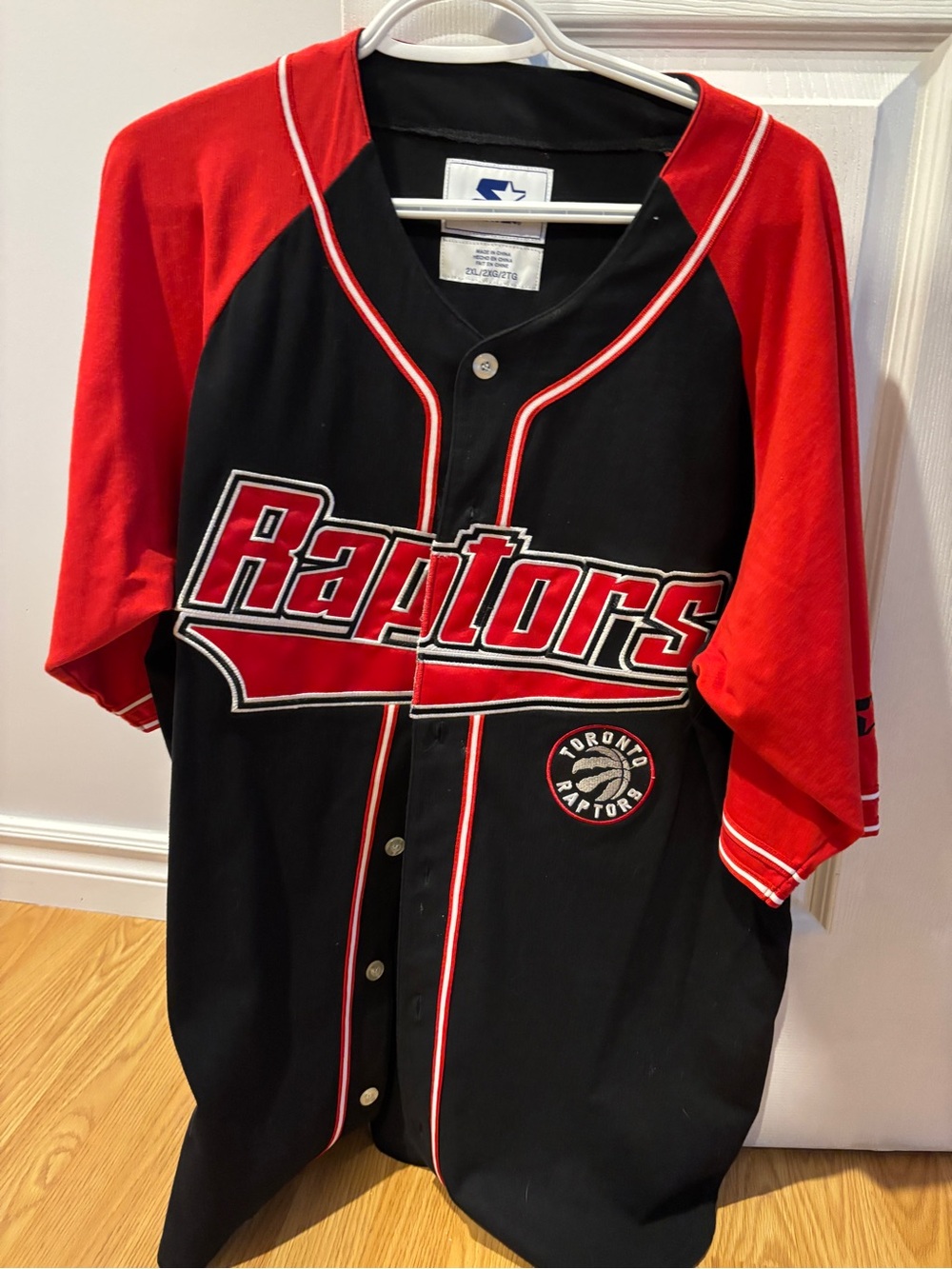 STARTER Black and Red Button-Up Sports Jacket
